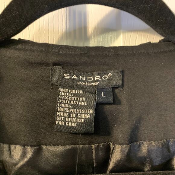 Sandro Women's Romantic Ruffled Jacket Size L NEW Black Cotton Poplin Summer - Picture 8 of 8